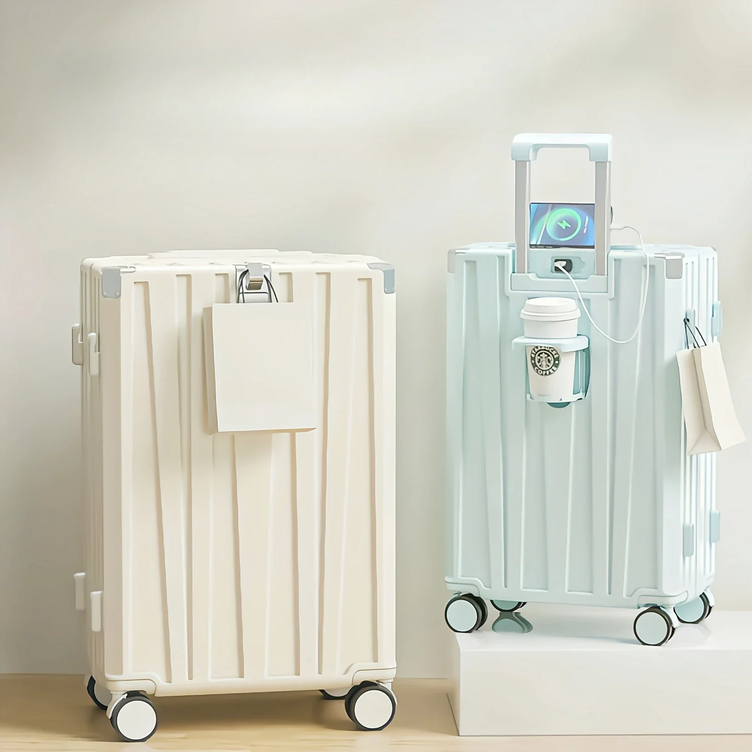 Multifunctional Trolley Case with Cup Holder Boarding Box Rolling Luggage Travel Suitcase on wheels lightweight luggage
Multifunctional Trolley Case with Cup Holder Boarding Box Rolling Luggage Travel Suitcase on wheels lightweight luggage