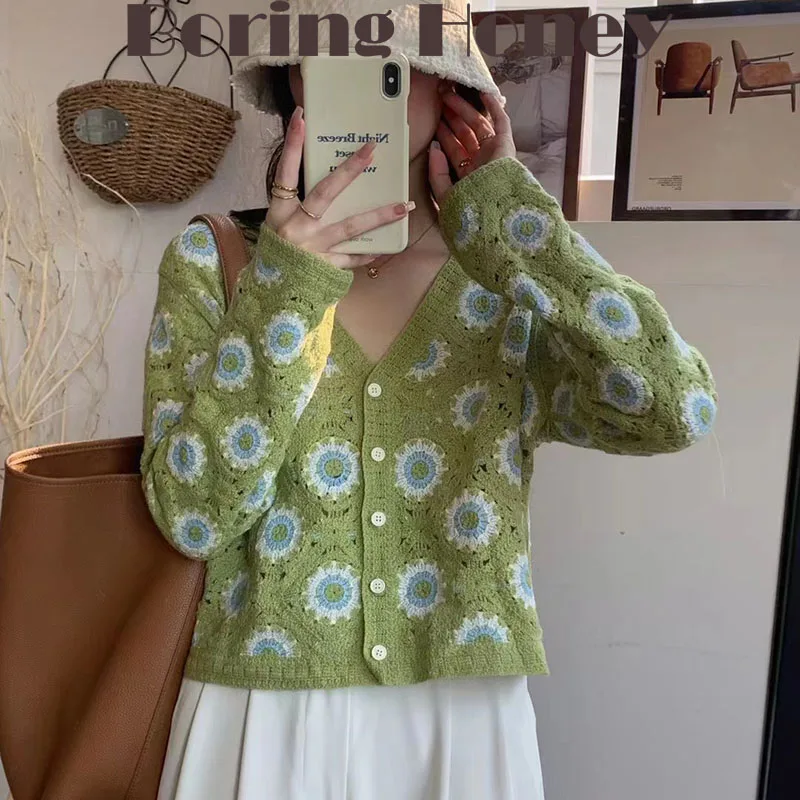 Boring Honey Retro Loose V-Neck Flower Crochet Contrast Shirt Fashion Simple Hollow Temperament Sweater Slim Joker T-Shirt Women
Boring Honey Retro Loose V-Neck Flower Crochet Contrast Shirt Fashion Simple Hollow Temperament Sweater Slim Joker T-Shirt Women