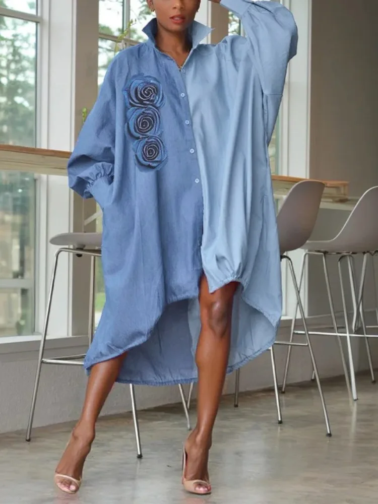 Beautyblue Women Blue Long Blouse Shirts Contrast Color Rose Shirt Fashion Buttoned Long Sleeves Flower Lapel Shirt Dress Female
Beautyblue Women Blue Long Blouse Shirts Contrast Color Rose Shirt Fashion Buttoned Long Sleeves Flower Lapel Shirt Dress Female