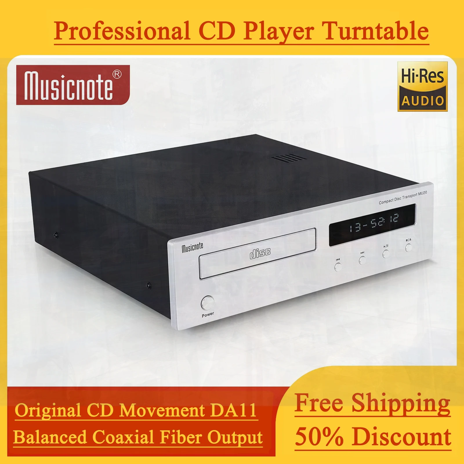 Musicnote MU20 Профессиональный проигрыватель компакт-дисков Поворотный стол HIFI Домашний сбалансированный коаксиальный оптоволоконный 3-позиционный выход цифрового сигнала
Musicnote MU20 Профессиональный проигрыватель компакт-дисков Поворотный стол HIFI Домашний сбалансированный коаксиальный оптоволоконный 3-позиционный выход цифрового сигнала
