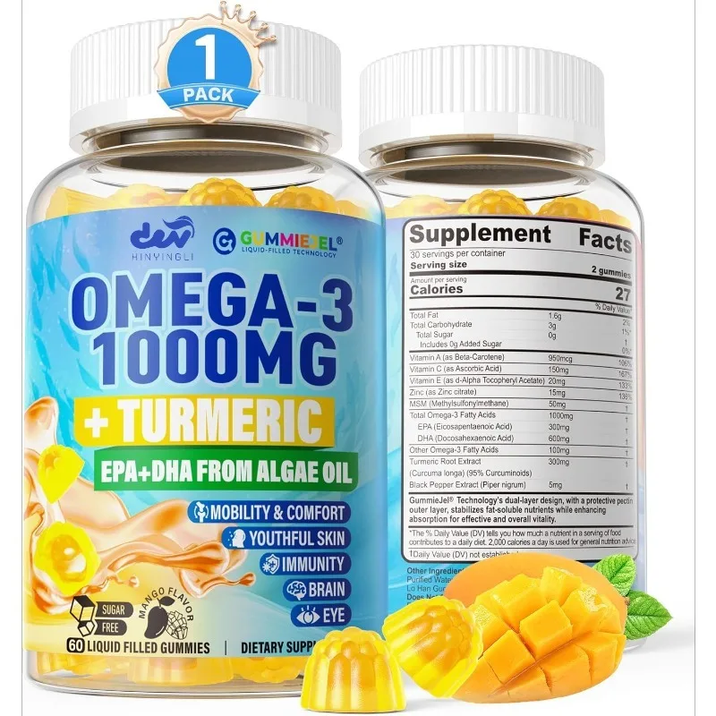Vegetarian omega-3 gummies+turmeric - adult omega-3 fish oil substitute, vitamin A C、E、 Zinc and dimethyl sulfone, sugar free, 6
Vegetarian omega-3 gummies+turmeric - adult omega-3 fish oil substitute, vitamin A C、E、 Zinc and dimethyl sulfone, sugar free, 6