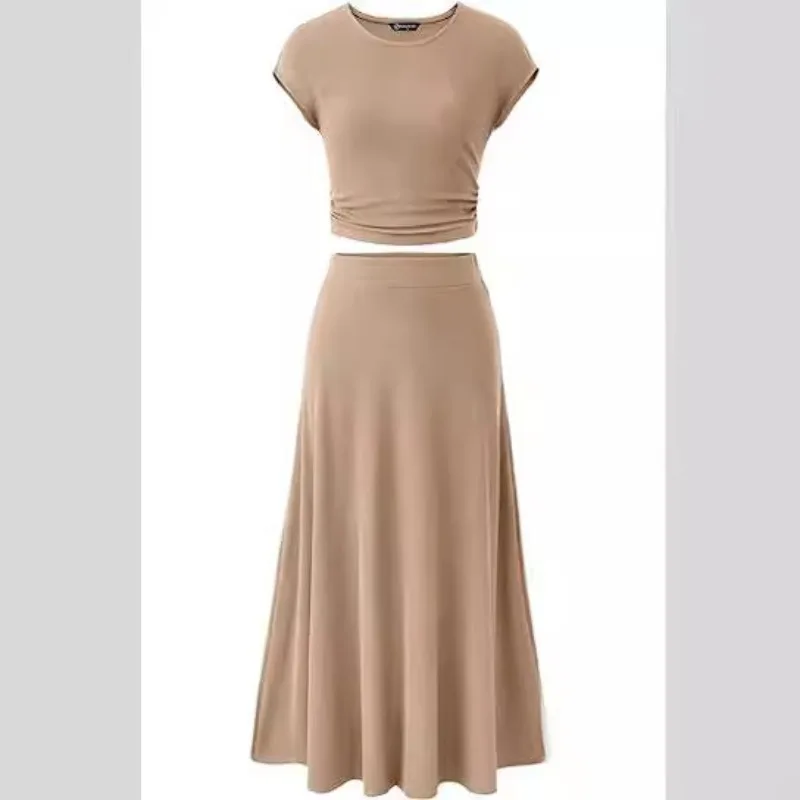 Spring Summer Elegant Casual Knitted Set Women Short Sleeve Crop Tops and High-waisted A-line Slim Long Skirt Suits Outfits 2pcs
Spring Summer Elegant Casual Knitted Set Women Short Sleeve Crop Tops and High-waisted A-line Slim Long Skirt Suits Outfits 2pcs