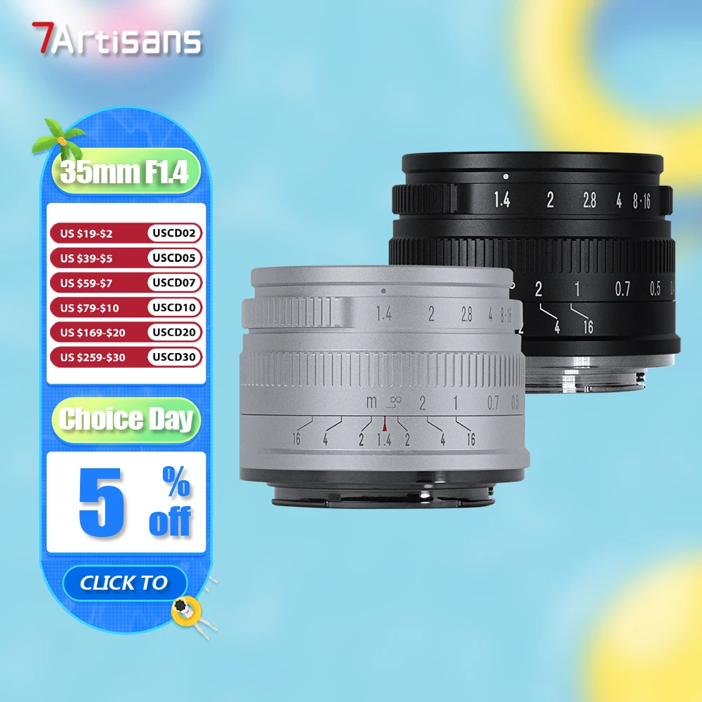 7artisans APS-C 35mm F1.4 Large Aperture Portrait Prime Lens for Camera with Sony E Nikon Z Fujifilm XF Canon RF EOS-M M43 Mount
7artisans APS-C 35mm F1.4 Large Aperture Portrait Prime Lens for Camera with Sony E Nikon Z Fujifilm XF Canon RF EOS-M M43 Mount