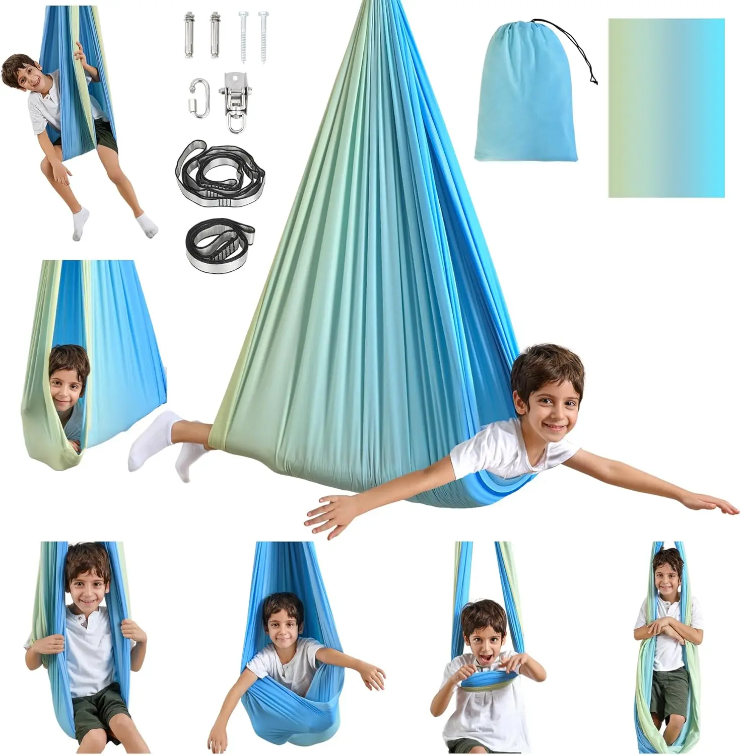 Indoor Outdoor Sensory Swing for Kids Adults, Double Layer Therapy Cuddle Hammock Holds 300lbs
Indoor Outdoor Sensory Swing for Kids Adults, Double Layer Therapy Cuddle Hammock Holds 300lbs