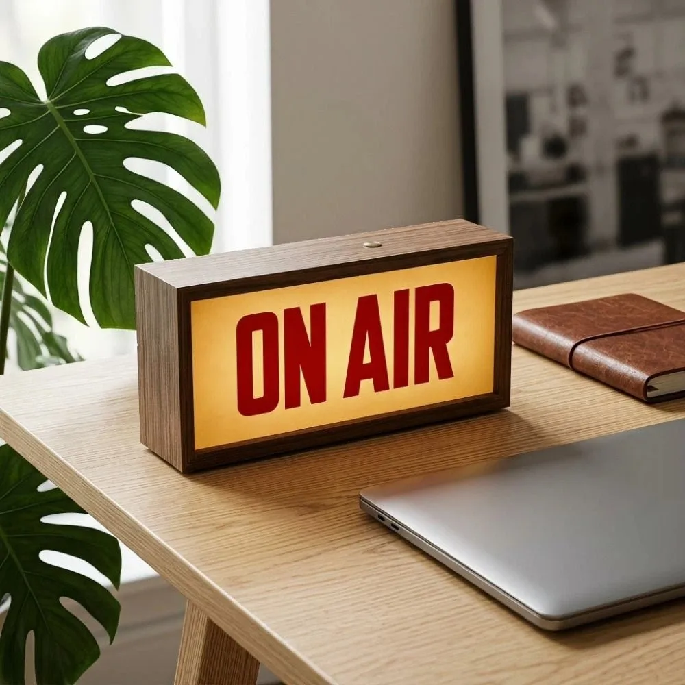 Broadcast ON AIR Sign Battery Operated Desk Mount LED Light Box Light Up Design Wall Mount Broadcast On Air Box Light
Broadcast ON AIR Sign Battery Operated Desk Mount LED Light Box Light Up Design Wall Mount Broadcast On Air Box Light