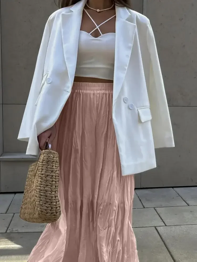 New High Waist Pleated Skirt Women Flowy Office Lady Midi Skirt Shiny Soft Fold Long Skirt Elegant Comfortable Basic Skirt
New High Waist Pleated Skirt Women Flowy Office Lady Midi Skirt Shiny Soft Fold Long Skirt Elegant Comfortable Basic Skirt
