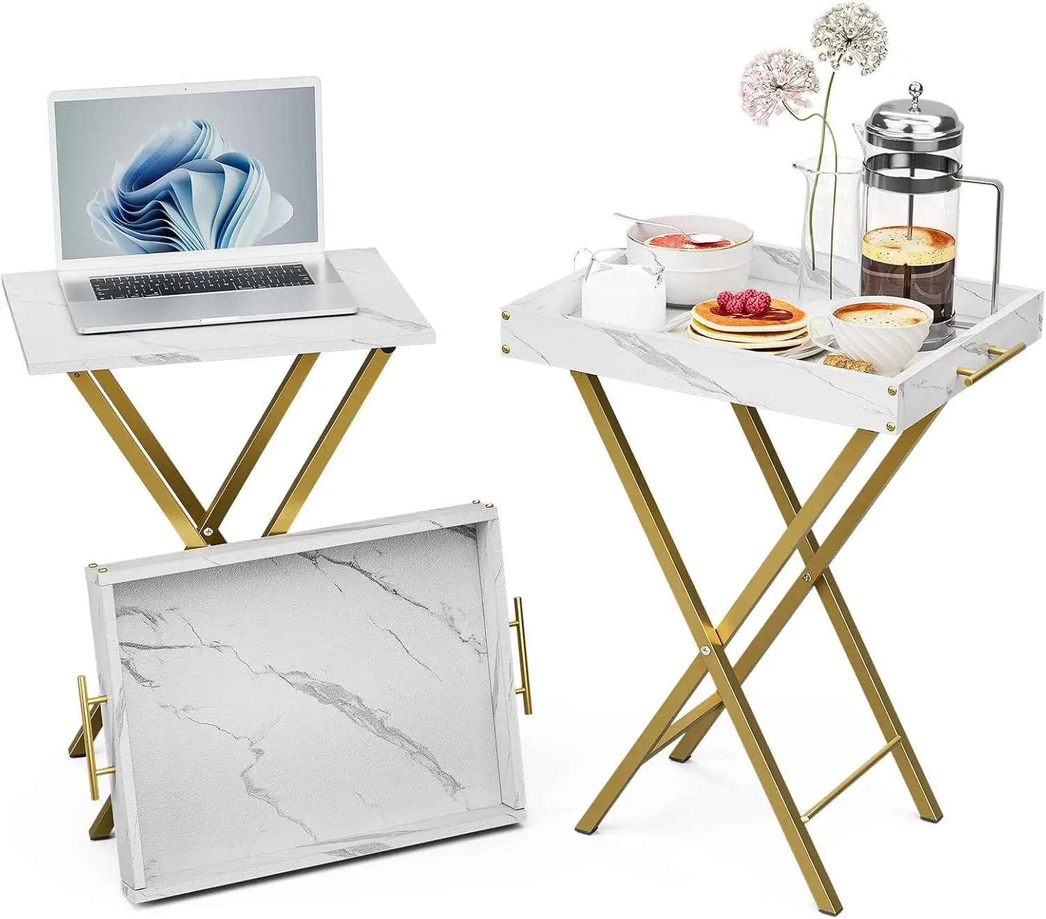 Folding TV Tray Table Set of 2, Portable Side Tables with Removable Tray for Small Spaces, Easy Assembly
Folding TV Tray Table Set of 2, Portable Side Tables with Removable Tray for Small Spaces, Easy Assembly