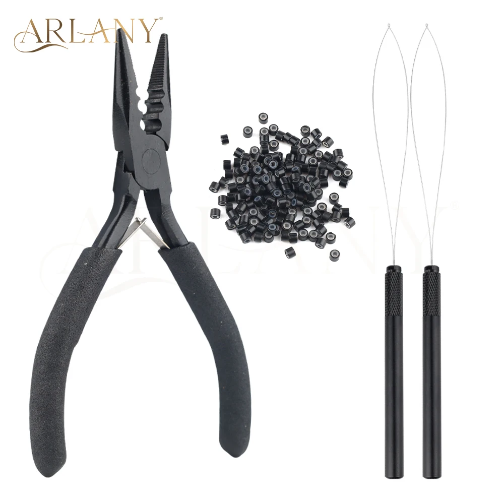 ARLANY Hair Extension Pliers Kit 3-Hole Mini Microlink Pliers 200Pcs 5mm Silicone Lined Hair Extension Beads Hair Looper Tool
ARLANY Hair Extension Pliers Kit 3-Hole Mini Microlink Pliers 200Pcs 5mm Silicone Lined Hair Extension Beads Hair Looper Tool