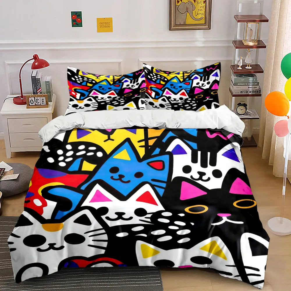 Colorful Cat Art Decor Set Soft Comfortable Duvet Cover Bedding Set Included 1*Duvet Cover & 2*Pillowcases, gift
Colorful Cat Art Decor Set Soft Comfortable Duvet Cover Bedding Set Included 1*Duvet Cover & 2*Pillowcases, gift