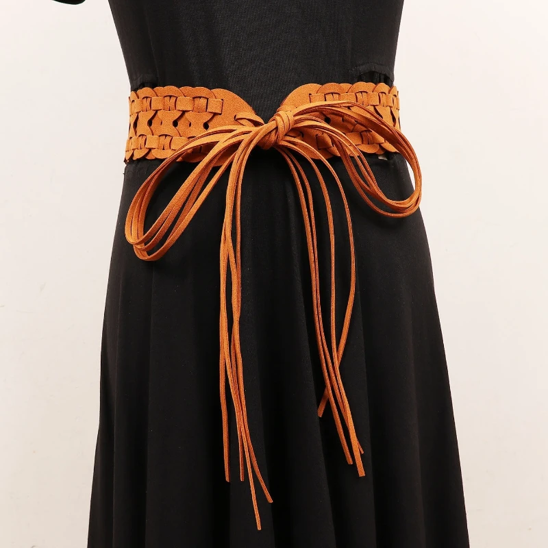 Hollow Leather Weaving Belt Fashionable Versatile Lace Fringe Strap Wide Waist Seal Decorative Dress Waist Girdle Belt
Hollow Leather Weaving Belt Fashionable Versatile Lace Fringe Strap Wide Waist Seal Decorative Dress Waist Girdle Belt