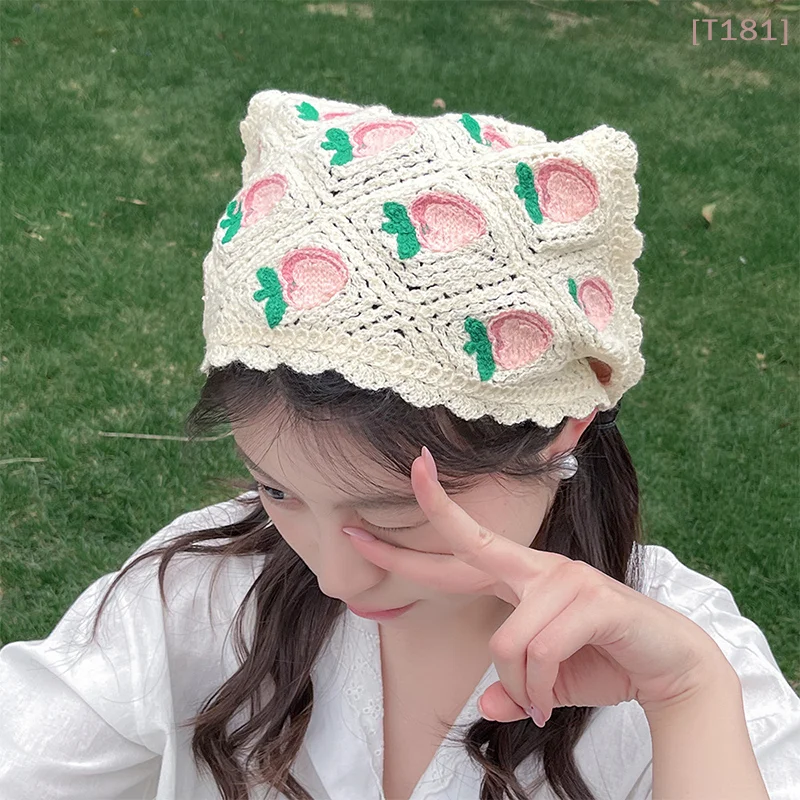 Women Girls Fabric Triangle Headband Towel Strawberry Cherry Handmade Crochet Hollow Women Spring Summer Travel Photo Hair Scarf
Women Girls Fabric Triangle Headband Towel Strawberry Cherry Handmade Crochet Hollow Women Spring Summer Travel Photo Hair Scarf