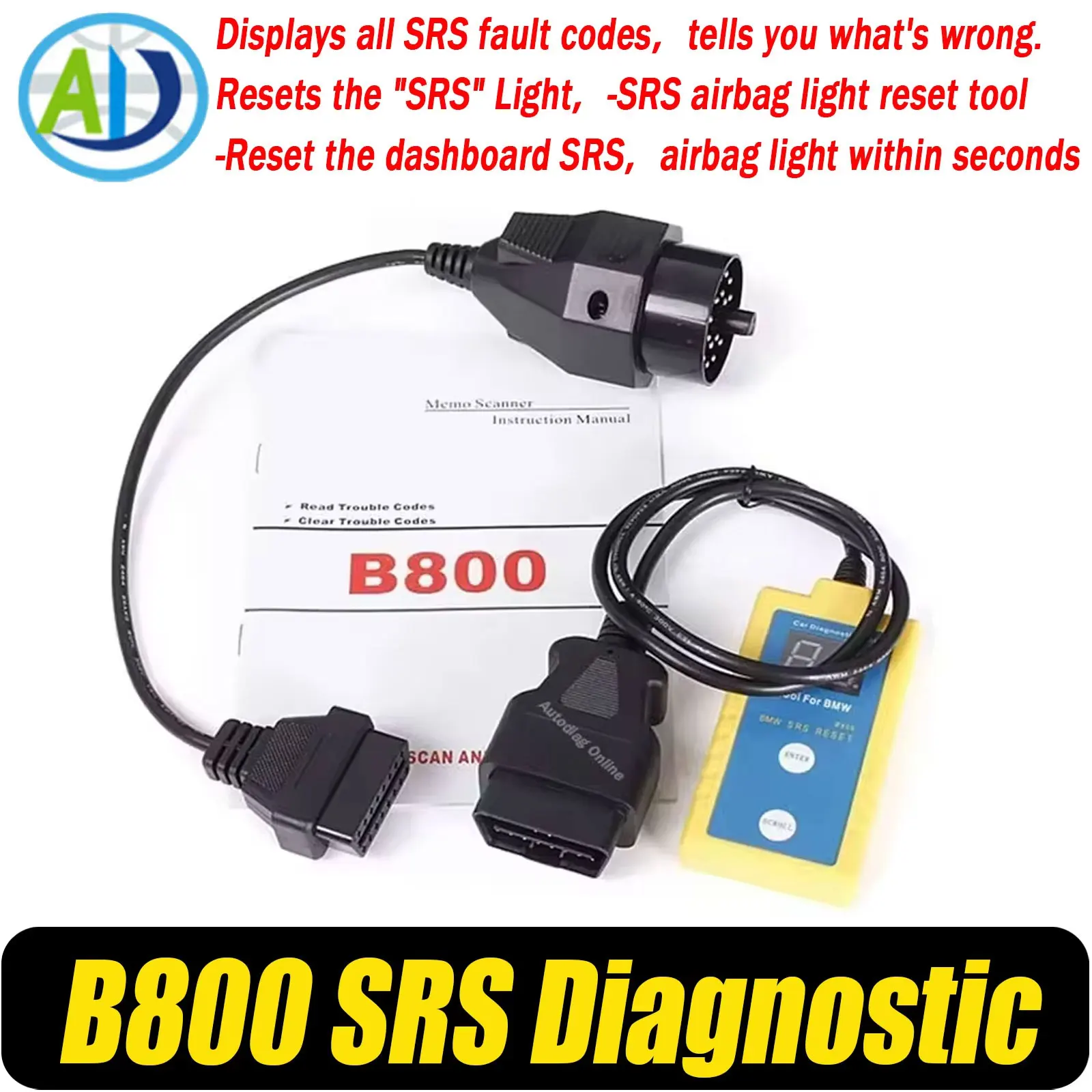 Airbag Reset Tool SRS OBD2 Scanner Tool For E36 E46 E34 E38 E39 Z3 Z4 X5 Vehicle B800 SRS Airbag Error Code Remover OBD2 Scanner
Airbag Reset Tool SRS OBD2 Scanner Tool For E36 E46 E34 E38 E39 Z3 Z4 X5 Vehicle B800 SRS Airbag Error Code Remover OBD2 Scanner