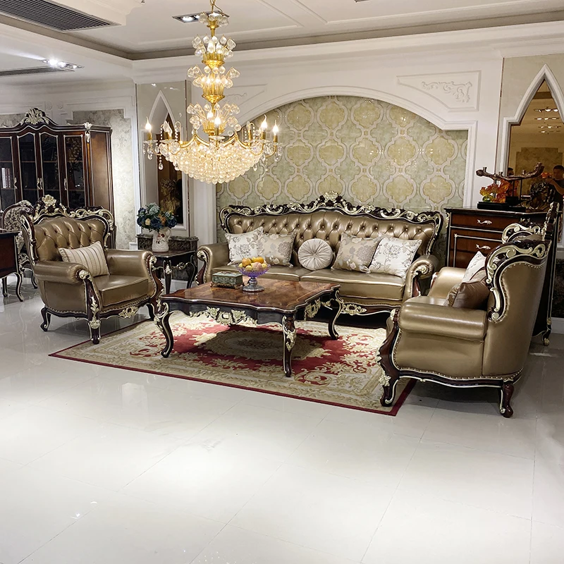 European style leather sofa top layer leather luxury sofa living room combination solid wood carving household
European style leather sofa top layer leather luxury sofa living room combination solid wood carving household