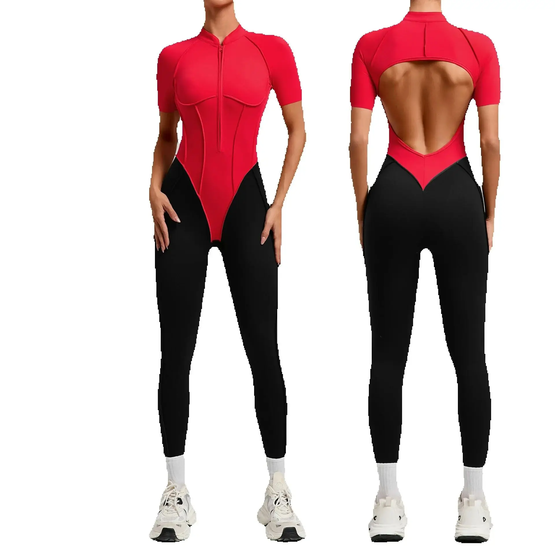 New Zip Nylon High Elastic Built In Bra Fitness Jumpsuit Short Sleeve paneled colors Workout Yoga Bodysuit for Women Backless
New Zip Nylon High Elastic Built In Bra Fitness Jumpsuit Short Sleeve paneled colors Workout Yoga Bodysuit for Women Backless