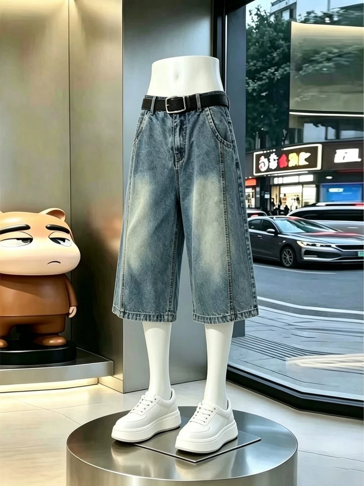 Retro Blue Washed Wide Leg Jeans Shorts Casual Loose Fit Men's Summer Denim Shorts Distressed Look High Waist Gradual Color
Retro Blue Washed Wide Leg Jeans Shorts Casual Loose Fit Men's Summer Denim Shorts Distressed Look High Waist Gradual Color