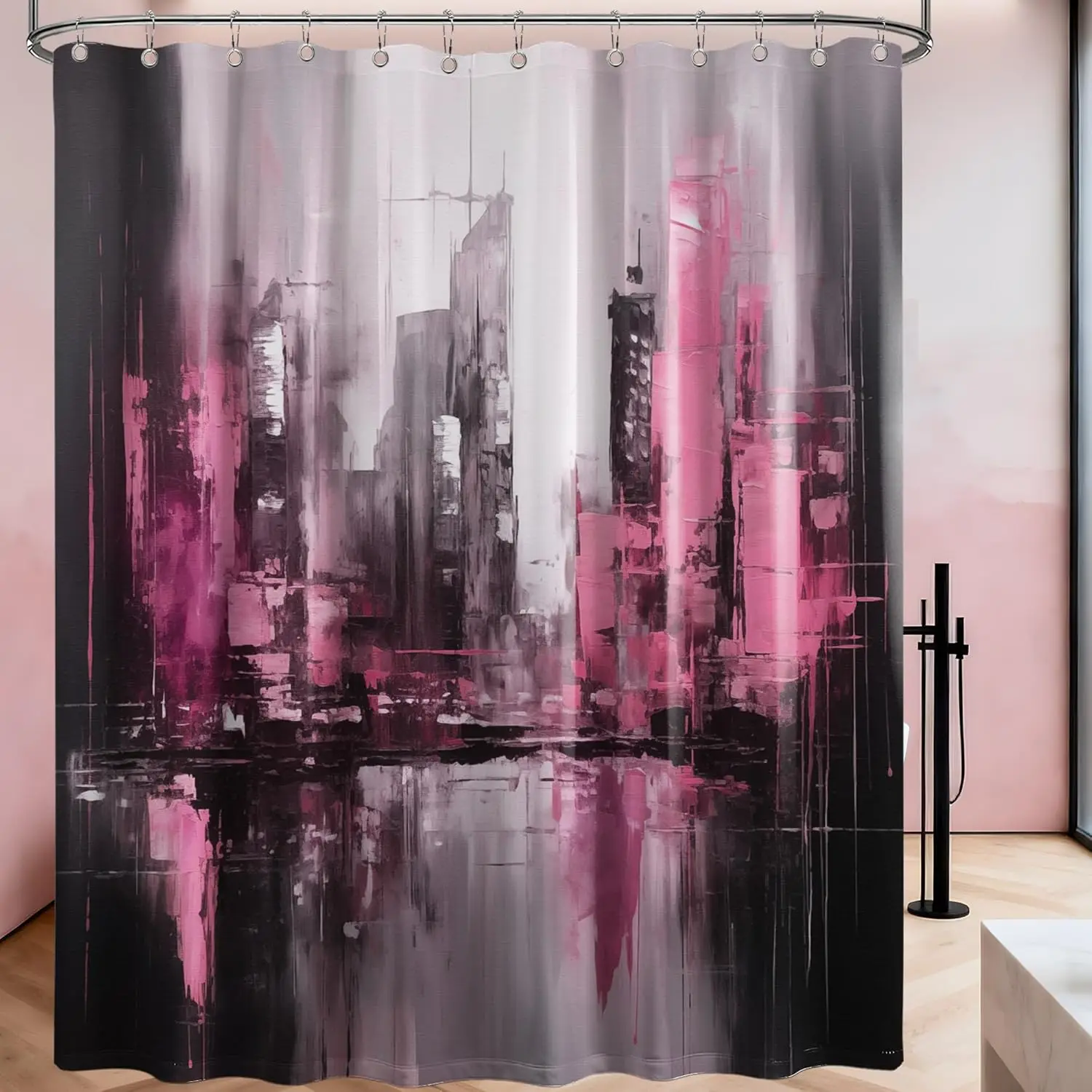 Black and Pink Shower Curtain Abstract Art Painting Modern Bathroom Decor Minimalist Aesthetics Hooks
Black and Pink Shower Curtain Abstract Art Painting Modern Bathroom Decor Minimalist Aesthetics Hooks
