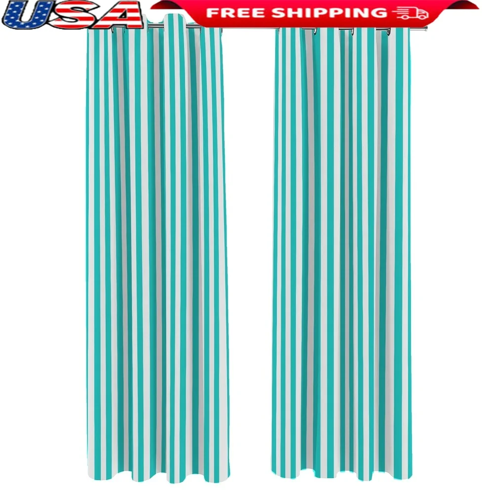 Set of 2 Outdoor Semi-Sheer Grommet Curtain Panels 54x84 Inch Teal White Stripe UV Resistant Water Stain Mold Mildew Proof
Set of 2 Outdoor Semi-Sheer Grommet Curtain Panels 54x84 Inch Teal White Stripe UV Resistant Water Stain Mold Mildew Proof