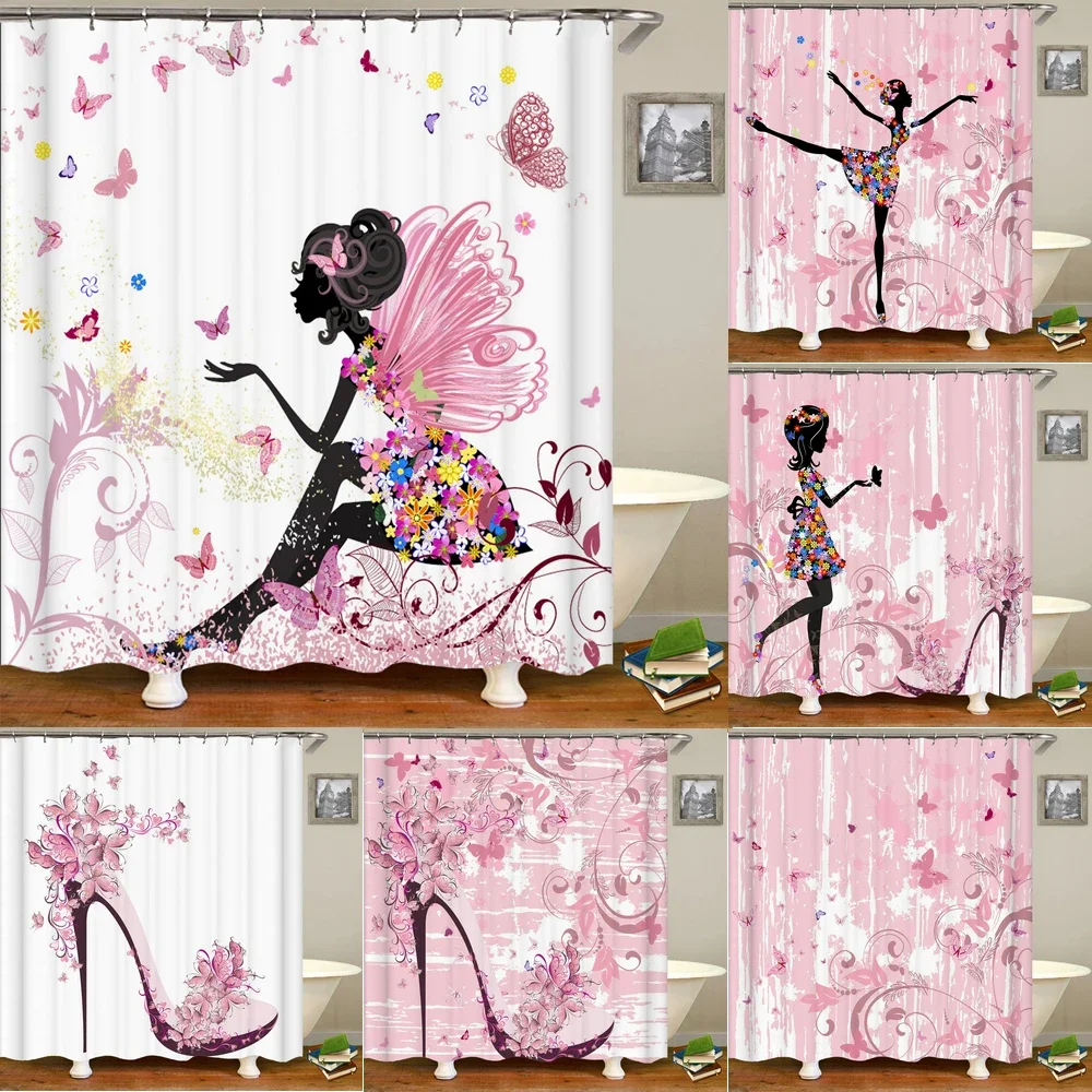Pink Flower Butterfly Girls Shower Curtains Bathroom Curtain Fabric Waterprood Polyester For Bath Decor Bath Curtain With Hooks
Pink Flower Butterfly Girls Shower Curtains Bathroom Curtain Fabric Waterprood Polyester For Bath Decor Bath Curtain With Hooks