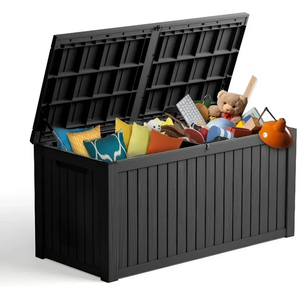 Deck box,80 gallon indoor and outdoor storage box, Waterproof and sun-resistant resin material box, suitable(black)Storage Box 
Deck box,80 gallon indoor and outdoor storage box, Waterproof and sun-resistant resin material box, suitable(black)Storage Box