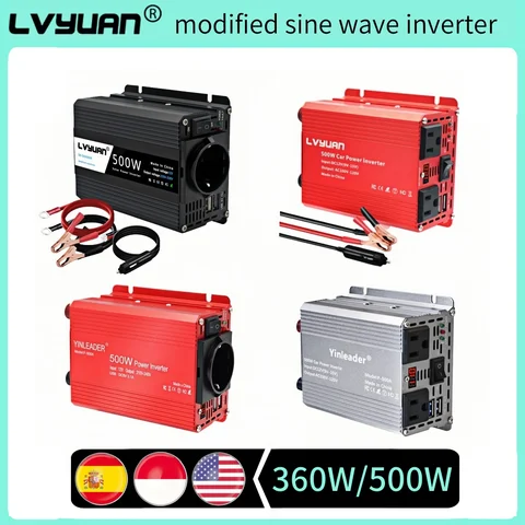 500W Power Inverser Portable Car Inverter With Cigarette Lighter DC12V to AC220V 110V Phone/Laptop/Camera Charging  Converter