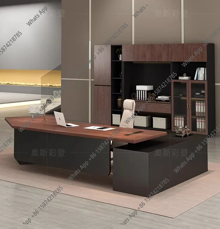 N62 Solid wood boss table with side cabinet socket, black walnut president table, law firm office tea table integrated
N62 Solid wood boss table with side cabinet socket, black walnut president table, law firm office tea table integrated