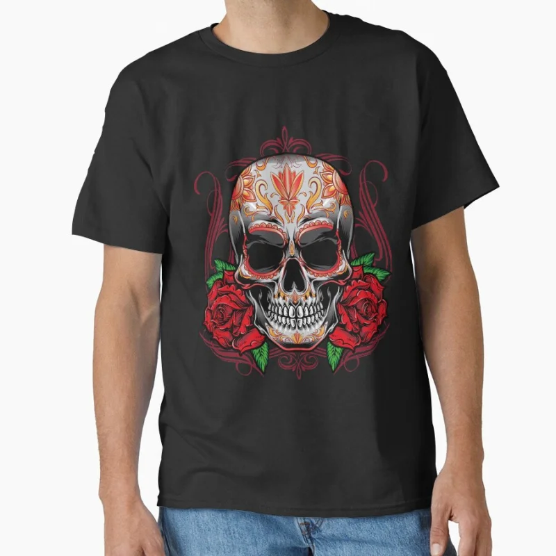 Mythical Red Sugar Skull With The Roses Old school devil Goth style Halloween gift T shirt for Day of the Dead large sizeTops
Mythical Red Sugar Skull With The Roses Old school devil Goth style Halloween gift T shirt for Day of the Dead large sizeTops
