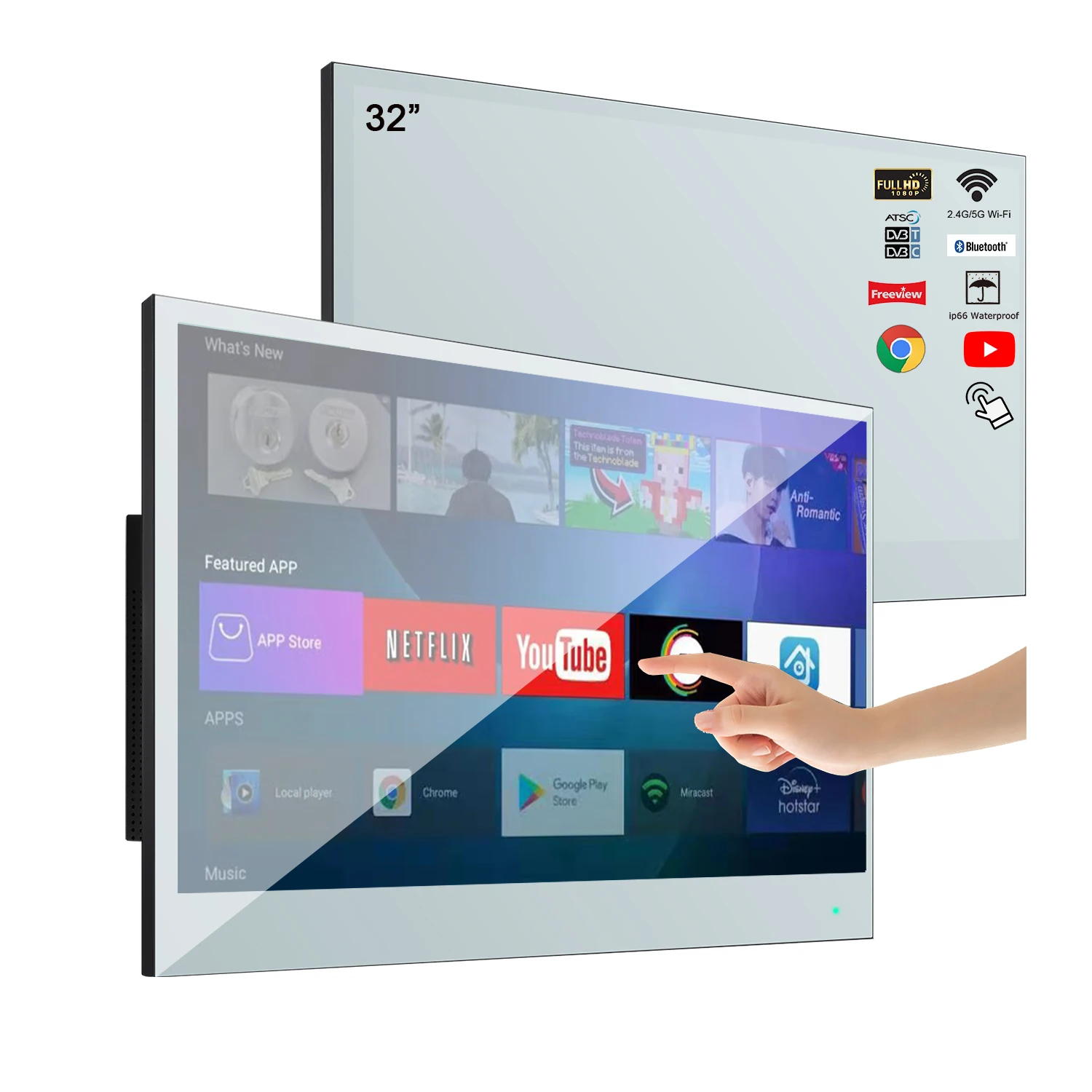 Souria 32inch Smart Mirror Touchscreen FHD LED TV Water Resistant Magic Android Bluetooth DTV Tuner Bathroom SPA Kitchen
Souria 32inch Smart Mirror Touchscreen FHD LED TV Water Resistant Magic Android Bluetooth DTV Tuner Bathroom SPA Kitchen