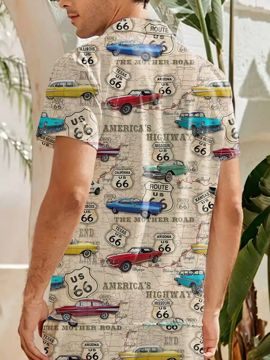 Mens Route 66 Vintage Car Print Hawaiian Short Sleeve Shirt Casual Retro Style
Mens Route 66 Vintage Car Print Hawaiian Short Sleeve Shirt Casual Retro Style