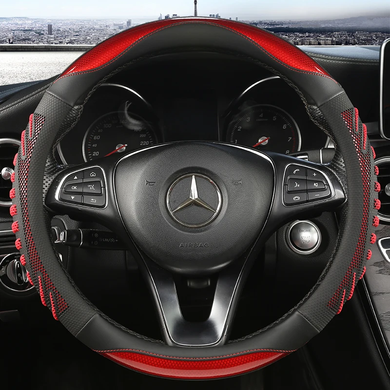 Carbon Fibre Leather Car Steering Wheel Cover For Mercedes Ben AMG 38cm Models A C CLA E GLA GLC GLE S B CLS Class Accessories
Carbon Fibre Leather Car Steering Wheel Cover For Mercedes Ben AMG 38cm Models A C CLA E GLA GLC GLE S B CLS Class Accessories