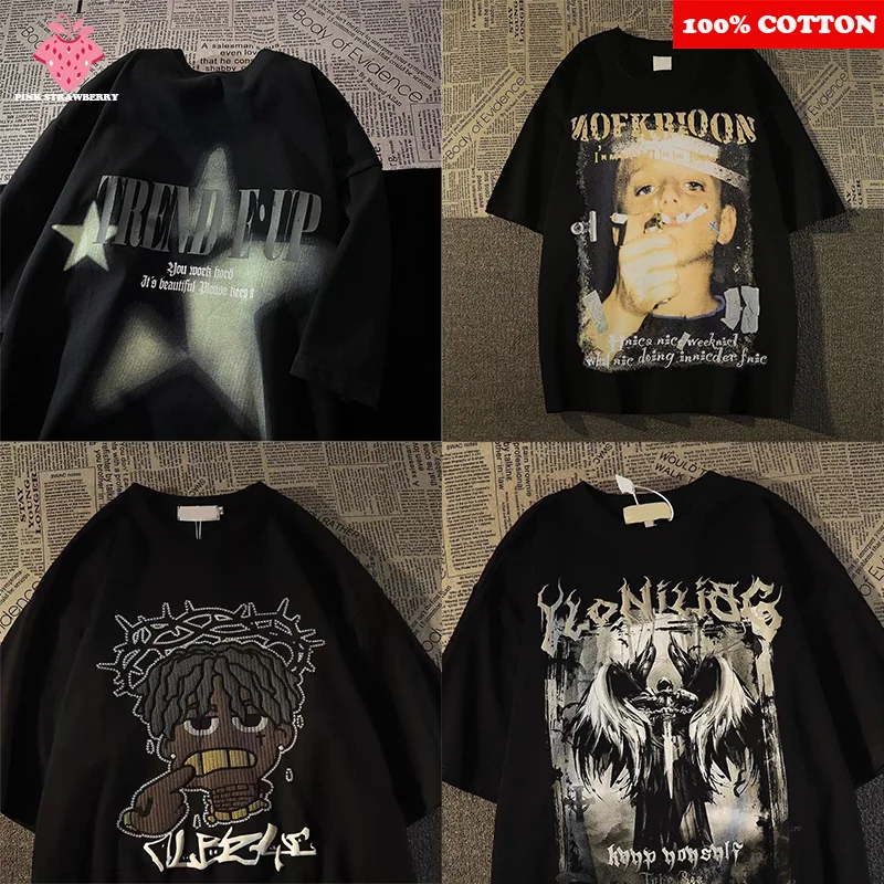 American Retro Pattern Print T-shirt Men New Summer Street Short Sleeve tee Black Metal Rock Hip hop Sport Y2k Top Men clothes
American Retro Pattern Print T-shirt Men New Summer Street Short Sleeve tee Black Metal Rock Hip hop Sport Y2k Top Men clothes