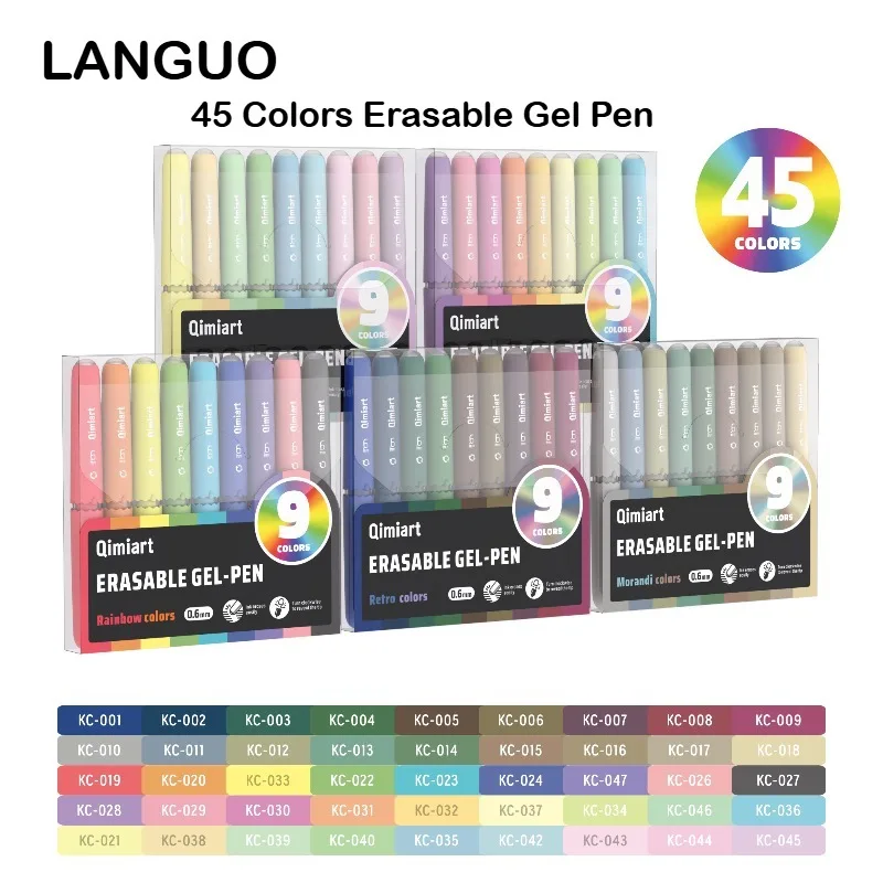 LANGUO 45/9 Colors Erasable Gel Pen 0.6mm Multi Series Easy Erase Twist Advance Smooth Writing Stationery Office School Supplies
LANGUO 45/9 Colors Erasable Gel Pen 0.6mm Multi Series Easy Erase Twist Advance Smooth Writing Stationery Office School Supplies