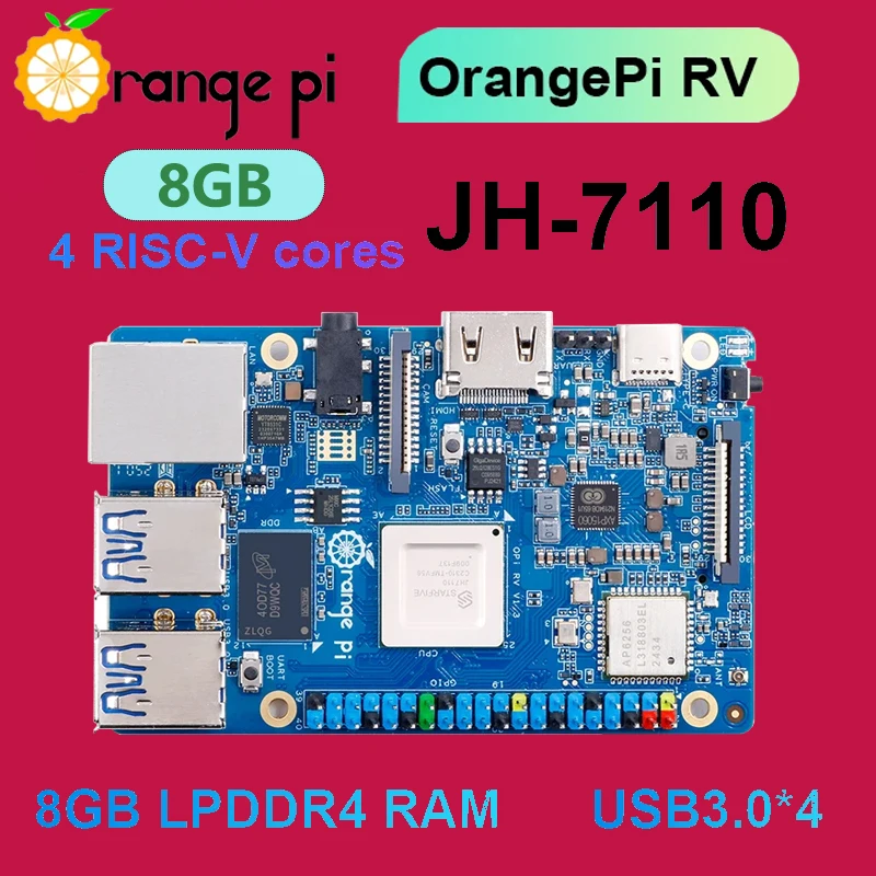 Orange Pi RV 8GB LPDRR4 RISC-V Mini PC Quad-core Processor JH7110 WiFi+BT5.0 M2 PCIE SSD Single Board Computer
Orange Pi RV 8GB LPDRR4 RISC-V Mini PC Quad-core Processor JH7110 WiFi+BT5.0 M2 PCIE SSD Single Board Computer