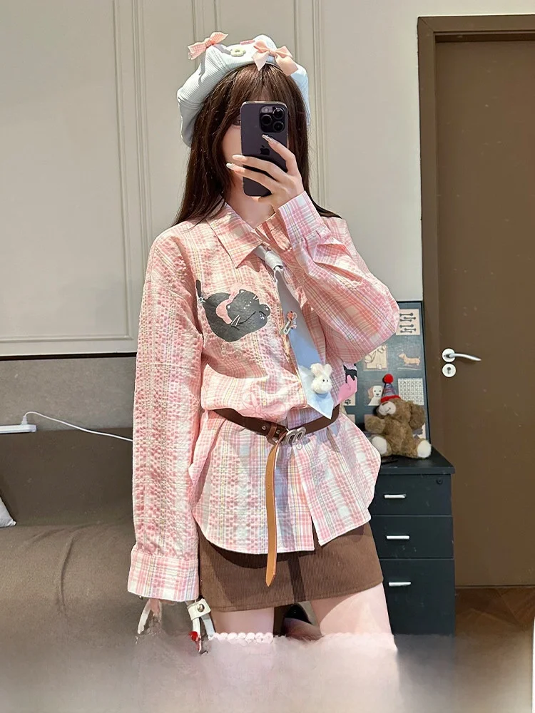 Sweet Loose Women's Plaid Shirt Casual Versatile Spring Summer Outerwear Fabric Pig Peach Cappuccino Checkered Shirt Girl's F...
Sweet Loose Women's Plaid Shirt Casual Versatile Spring Summer Outerwear Fabric Pig Peach Cappuccino Checkered Shirt Girl's F...