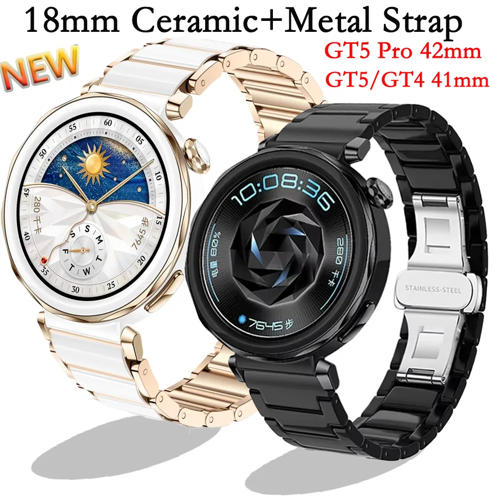 18mm Ceramic+Metal Strap for Huawei Watch GT5 Pro 42mm GT5 41mm Comfortable Bracelet Replaceable Huawei Watch GT4 41mm Correa
18mm Ceramic+Metal Strap for Huawei Watch GT5 Pro 42mm GT5 41mm Comfortable Bracelet Replaceable Huawei Watch GT4 41mm Correa