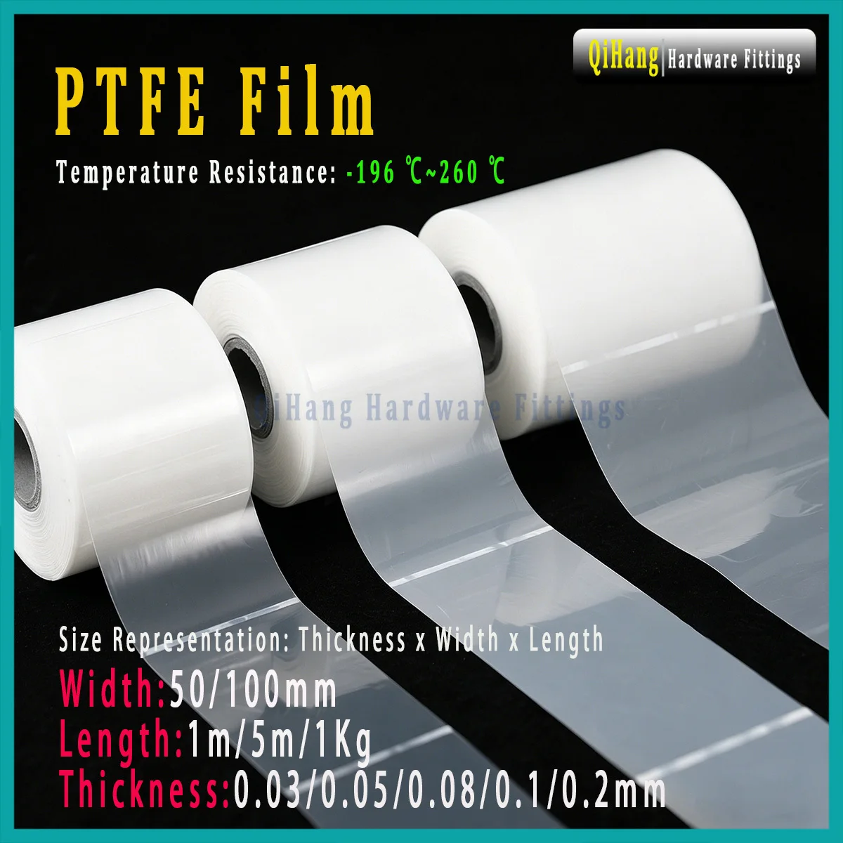 PTFE Polytetrafluoroethylene Film, 0.03-0.2mm Thick, -196℃ to 260℃ High Temp Resistant Insulation Sealing Film
PTFE Polytetrafluoroethylene Film, 0.03-0.2mm Thick, -196℃ to 260℃ High Temp Resistant Insulation Sealing Film