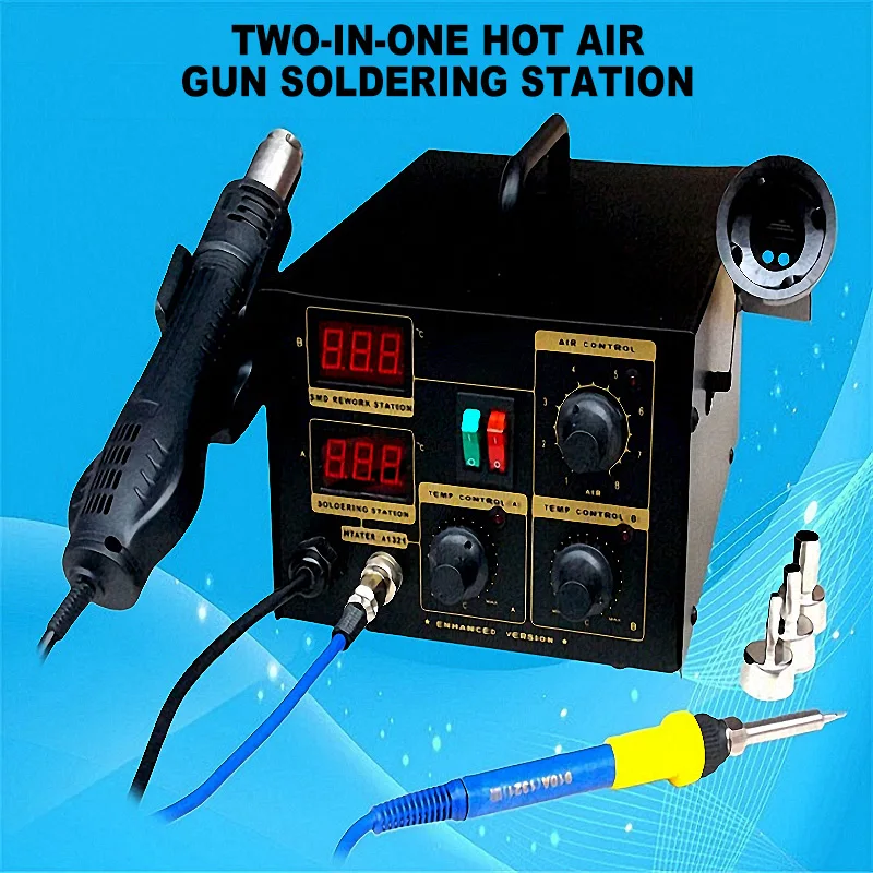 Hot Air Gun Desoldering Station Digital Display 2 In 1 Air Gun Dual Purpose Soldering Station DKT-925D
Hot Air Gun Desoldering Station Digital Display 2 In 1 Air Gun Dual Purpose Soldering Station DKT-925D