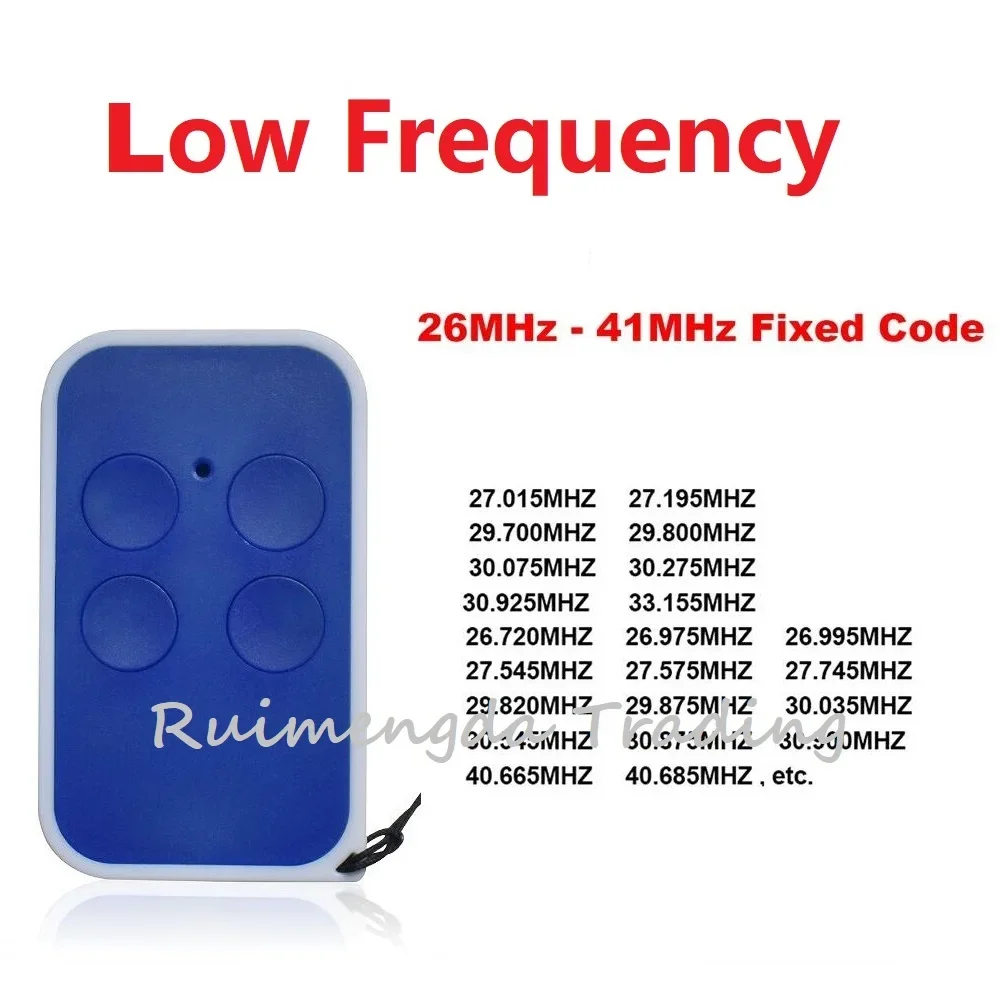 Low Frequency Garage Door Remote Control 26mhz to 41mhz Universal Fixed Code Garage Door Keychain Opener for Gate and Barrier
Low Frequency Garage Door Remote Control 26mhz to 41mhz Universal Fixed Code Garage Door Keychain Opener for Gate and Barrier