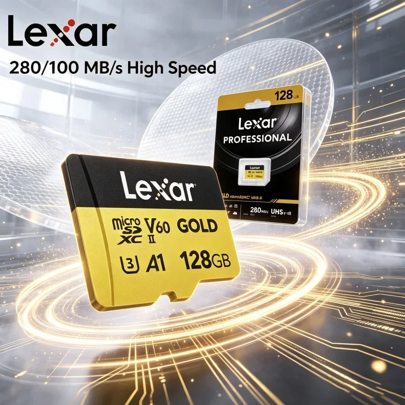 256GB 128GB Lexar GOLD V60 U3 Micro SD Card UHS-II 280MBps Read 180MBps Write A1 C10 TF Memory Card for Handheld Gaming Drone
256GB 128GB Lexar GOLD V60 U3 Micro SD Card UHS-II 280MBps Read 180MBps Write A1 C10 TF Memory Card for Handheld Gaming Drone