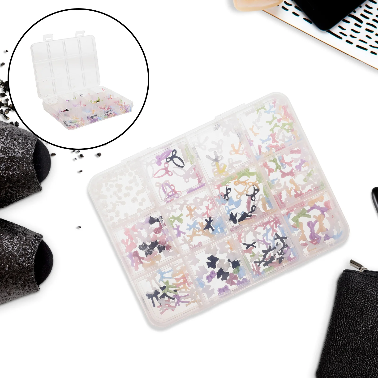1 Box 3D Nail Art Bow Charms Sweet Style Kawaii Nail Decorations Assorted DIY Fingernail Embellishments 12-Compartment Storage
1 Box 3D Nail Art Bow Charms Sweet Style Kawaii Nail Decorations Assorted DIY Fingernail Embellishments 12-Compartment Storage