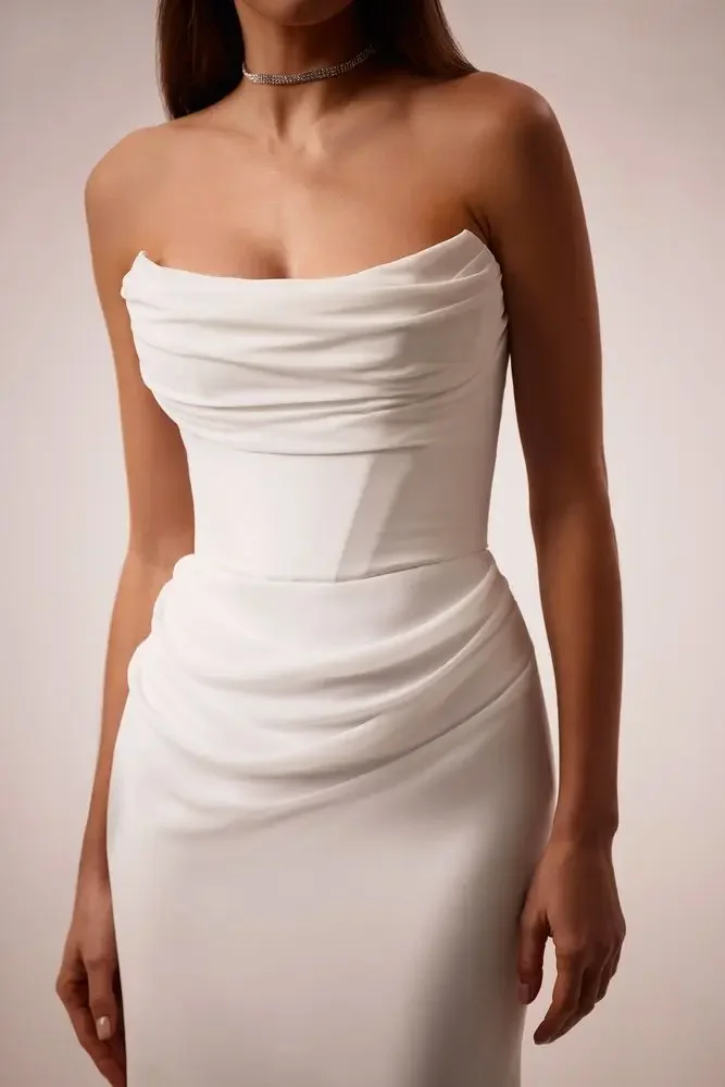 Dainty Structured Strapless Mermaid Wedding Dresses Gentle Folds Customized Bridal Grown 2025 Vestido De Noival
Dainty Structured Strapless Mermaid Wedding Dresses Gentle Folds Customized Bridal Grown 2025 Vestido De Noival