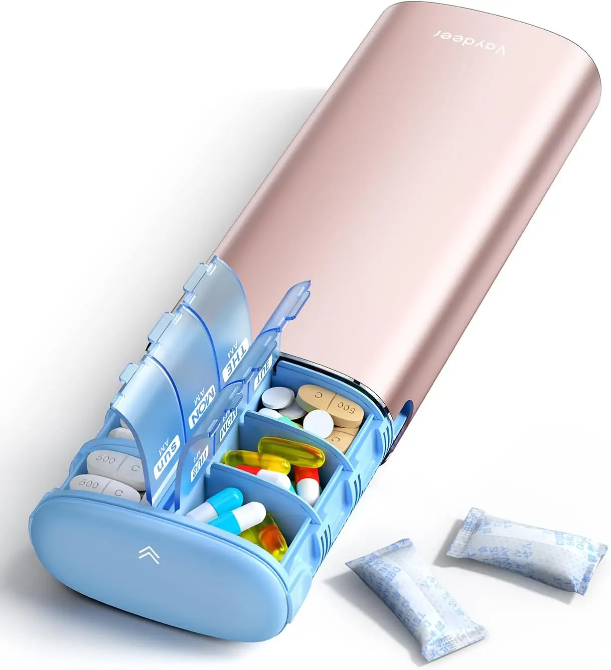 Metal 7 Day Pill Organizer 2 Times a Day – AM PM Weekly Travel Pill Case with Moisture-Proof Desiccant, Airtight Large Capacity Pill Box for Vitamins, Medications & Supplements (Rose Gold)
Metal 7 Day Pill Organizer 2 Times a Day – AM PM Weekly Travel Pill Case with Moisture-Proof Desiccant, Airtight Large Capacity Pill Box for Vitamins, Medications & Supplements (Rose Gold)
