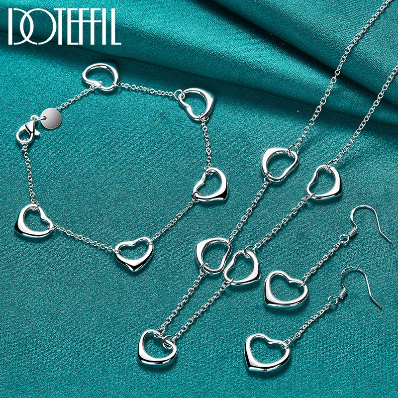 DOTEFFIL 3pcs 925 Sterling Silver Heart Pendant Necklace Bracelet Earring Set For Woman Wedding Engagement Party Charm Jewelry
DOTEFFIL 3pcs 925 Sterling Silver Heart Pendant Necklace Bracelet Earring Set For Woman Wedding Engagement Party Charm Jewelry