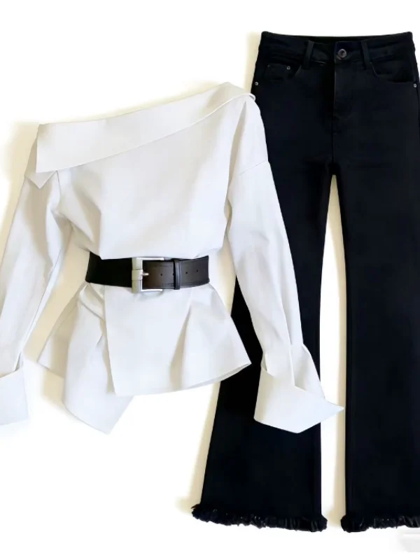 Ele Design Women's Two-Piece Set oulder Bared Long Sve White irt Versatile Pants 2026 Spring Faion French Sle
Ele Design Women's Two-Piece Set oulder Bared Long Sve White irt Versatile Pants 2026 Spring Faion French Sle