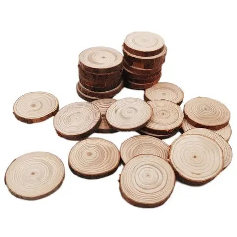 12 szt. 4-5 cm Niedokończone Naturalne Plasterki Drewna Zestaw do Rękodzieła DIY dla Dzieci Ozdoby Świąteczne Rustykalny Dekor Ślubny