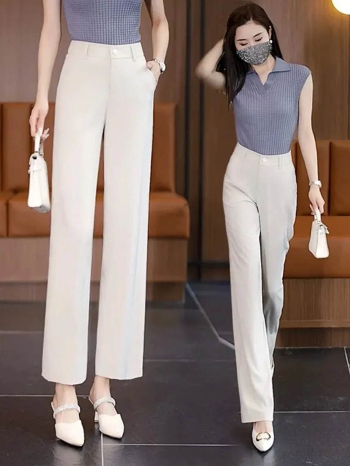 Summer Ice Sensation Thin High Waist Narrow Wide Leg Pants Drapey Loose Nine Crop Ice Silk Straight Casual Pants Women
Summer Ice Sensation Thin High Waist Narrow Wide Leg Pants Drapey Loose Nine Crop Ice Silk Straight Casual Pants Women