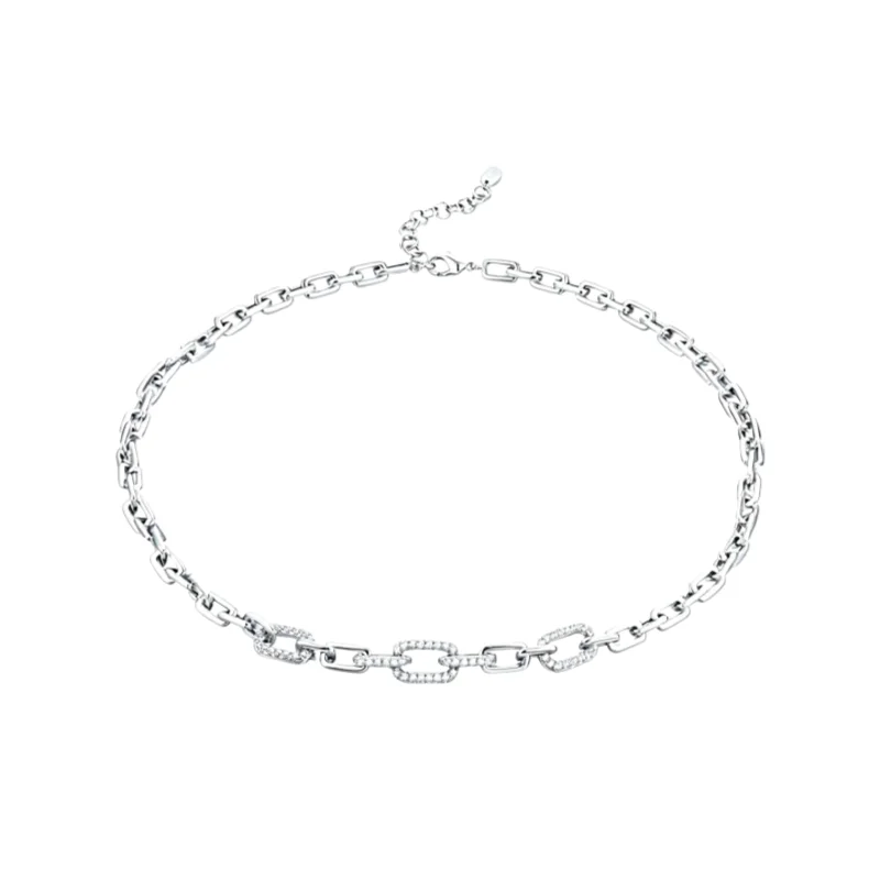 Silver Link Chain Necklace 316L Stainless Steel Hypoallergenic Pave CZ Minimalist French Chic Statement Jewelry MURMUR
Silver Link Chain Necklace 316L Stainless Steel Hypoallergenic Pave CZ Minimalist French Chic Statement Jewelry MURMUR