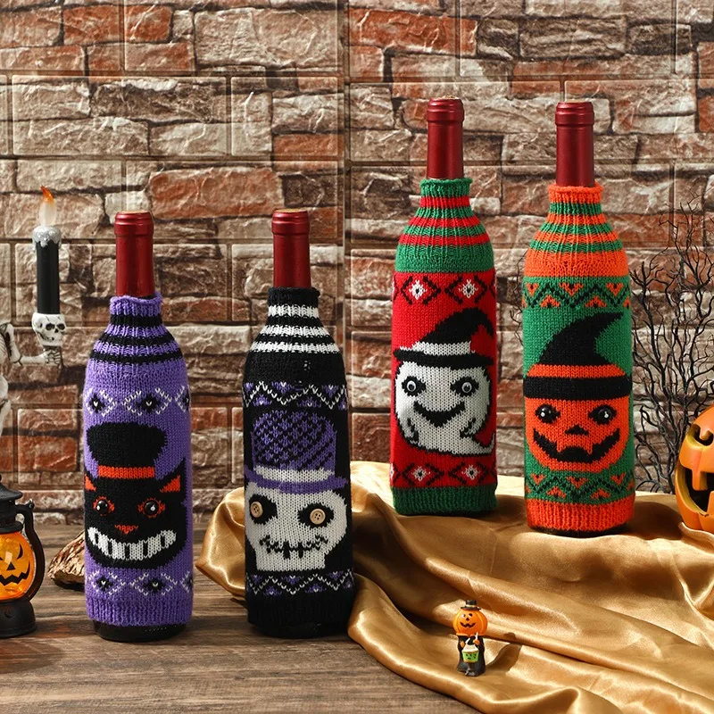 Halloween Knitting Wine Bottle Cover Cartoon PumpkinSkull Black Cat Ghost Festival Party DIY Happy Halloween Day 2025
Halloween Knitting Wine Bottle Cover Cartoon PumpkinSkull Black Cat Ghost Festival Party DIY Happy Halloween Day 2025