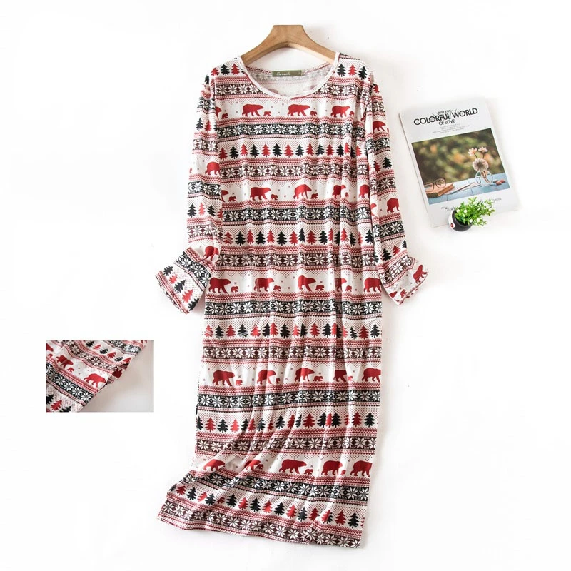 Women's Casual Long Sleeve Nightdress With Print And Crew Neck Design Cozy Fabric For Sleepshirt In Summer Pajamas Loungewear
Women's Casual Long Sleeve Nightdress With Print And Crew Neck Design Cozy Fabric For Sleepshirt In Summer Pajamas Loungewear