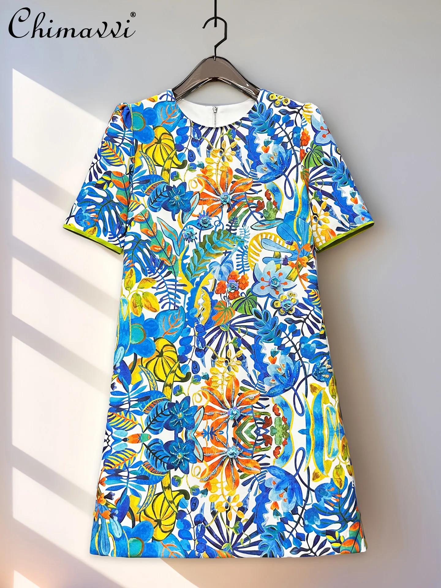 2026 Summer French Elegant Fashion Printed Beaded Sequin Round Neck Short Sleeve High Waist Slim A-line Short Dress for Women
2026 Summer French Elegant Fashion Printed Beaded Sequin Round Neck Short Sleeve High Waist Slim A-line Short Dress for Women