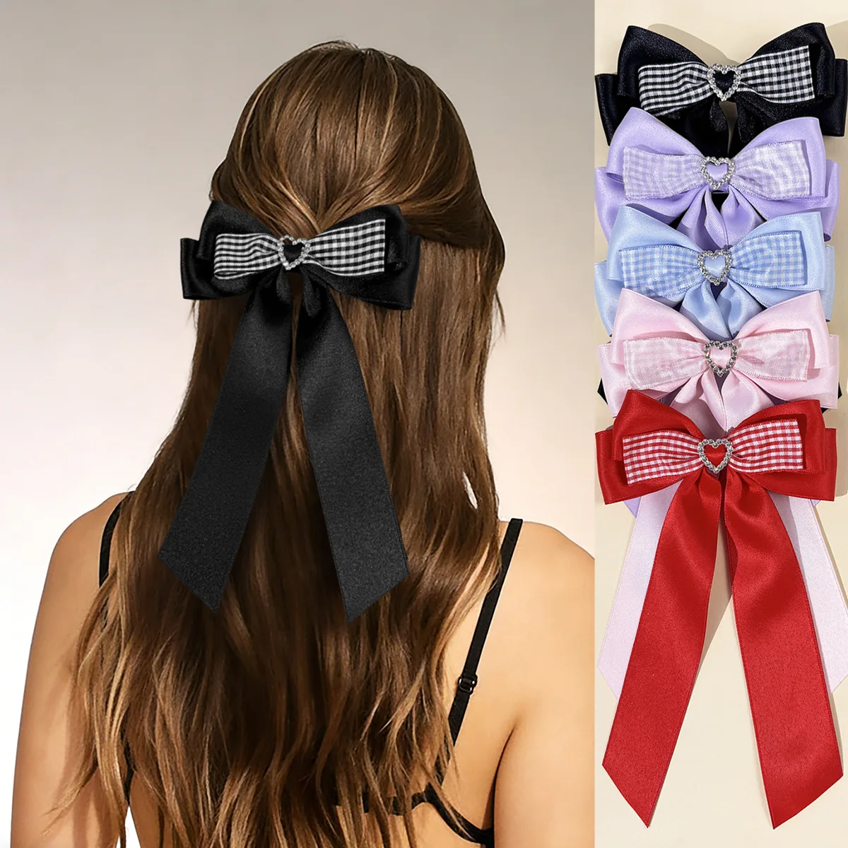 24pc Tartan Plaid Long Tassel Hair Clips for Women and Girls, Ribbon Bow Side Hairgrips with Rhinestone Heart, Hair Accessories
24pc Tartan Plaid Long Tassel Hair Clips for Women and Girls, Ribbon Bow Side Hairgrips with Rhinestone Heart, Hair Accessories